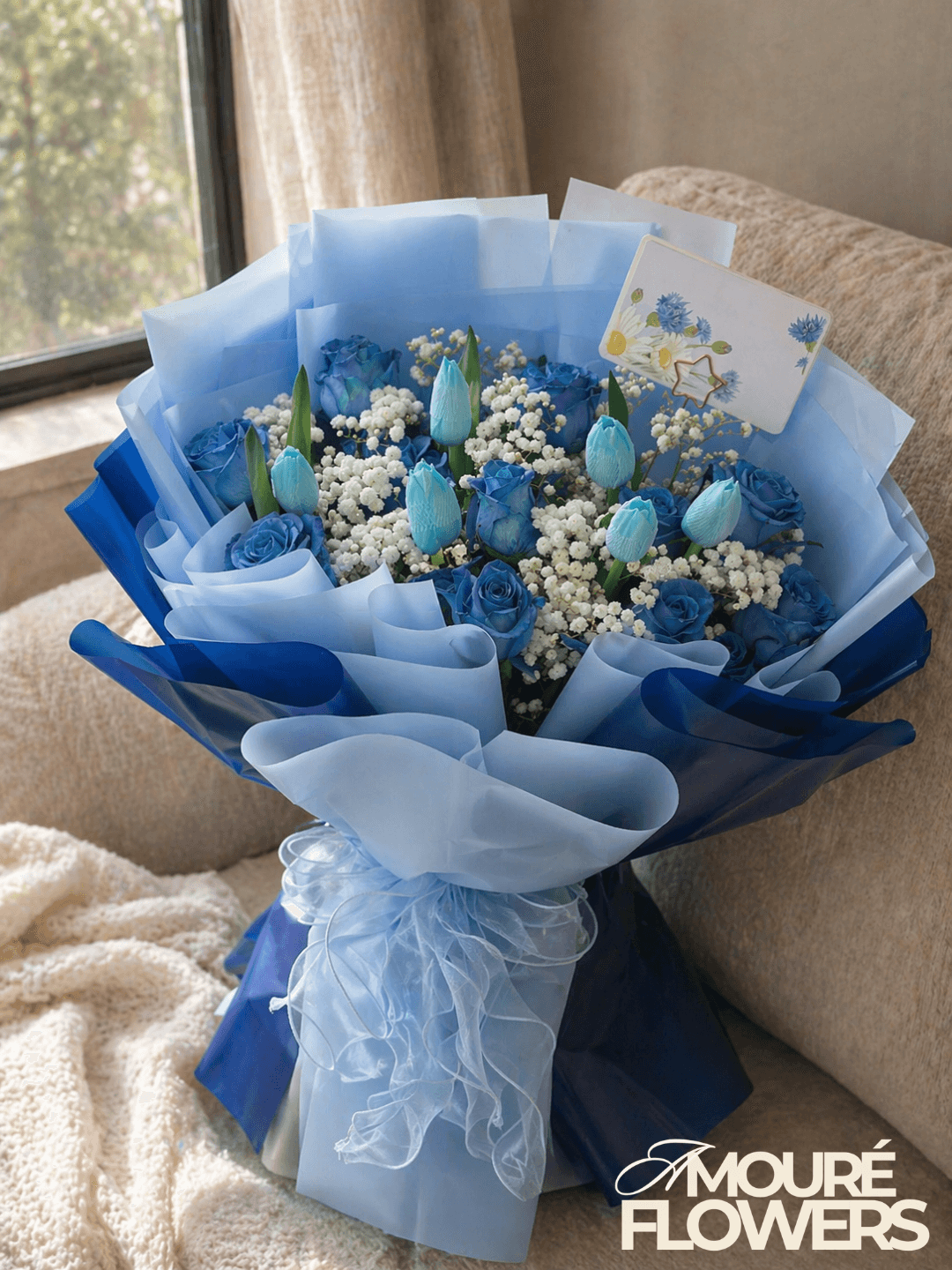 Blue aesthetic bouquet — artistic arrangement by Amouré
